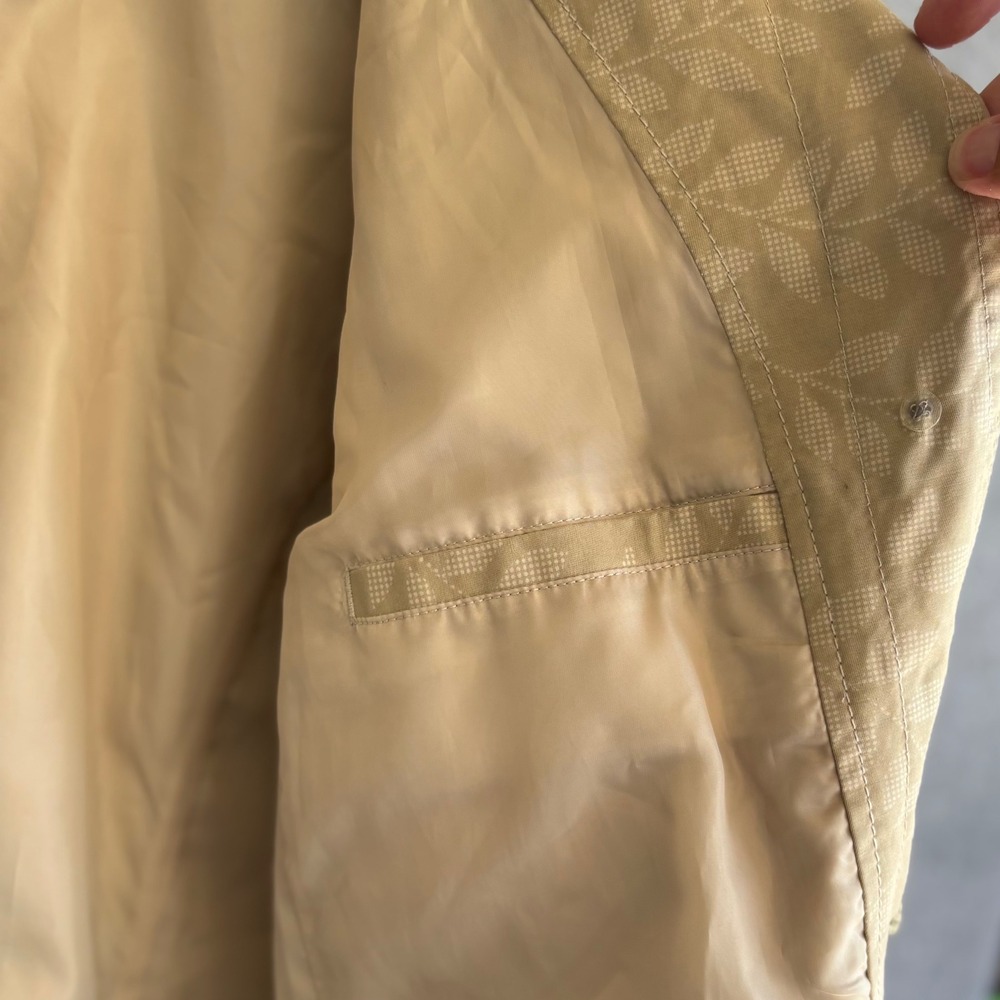 Eddie Bauer Trench Coat Womens XL Tan Excellent Leaf Print Cotton Nylon Jacket - Picture 9 of 9